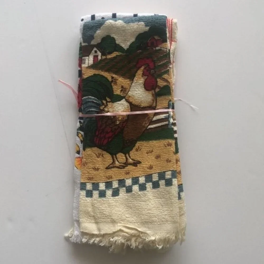 Kitchen Tea Towels set of 3, fringed 23